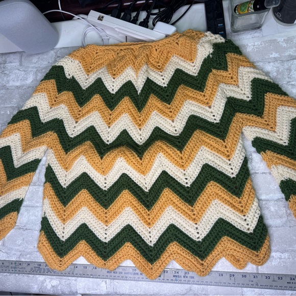 Chevron Patterned Sweater - Green, Yellow, and Cream - Picture 3 of 6